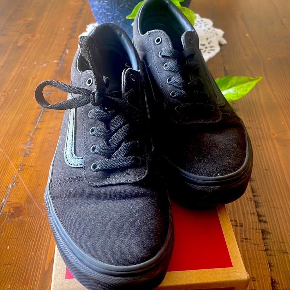 Canvas All Black Vans. Great condition!